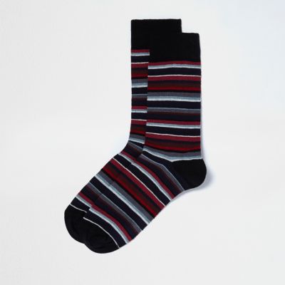 Red multi stripe tube socks